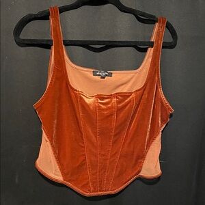 Velvet Corset Crop Top in Orange
